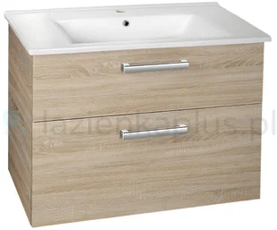 Aqualine VEGA szafka umywalkowa 82x67,6x43,8 cm, 2 szuflady, dąb platin VG883 - Szafki łazienkowe - miniaturka - grafika 2