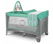 Łóżeczka i kojce - Lionelo ŁÓŻECZKO TURYSTYCZNE DWUPOZIOMOWE SKŁADANE KOJEC FLOWER TURKUSOWE 658784 - miniaturka - grafika 1