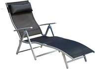 Leżaki ogrodowe - Outsunny LEŻAK PLAŻOWY FOTEL OGRODOWY Z PODUSZKĄ SKŁADANY czarny - miniaturka - grafika 1