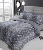 Pościel - FINEST HOMEWARE CALVIN kształty geometryczne dwustronna poszewka na kołdrę zestaw szary podwójny Calvin Grey Double - miniaturka - grafika 1