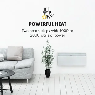 Klarstein Klarstein Hot Spot Slimcurve Grzejnik 80 x 40 cm 40 m 2000 W 540°C LED IP24 kolor biały ACO7-HS SlimcurveWH - Ogrzewanie przenośne - miniaturka - grafika 2