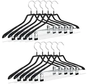 Wieszaki do szafy - Relaxdays do prasowania, zestaw szt., gumowany wieszak na stroje, wykonana z metalu, antypoślizgowa, nie zajmuje dużo miejsca, 42 cm, w kolorze czarnym 10021078 - miniaturka - grafika 1