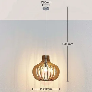 Lampenwelt com Drewniana lampa wisząca Sina, jasna - Lampy sufitowe - miniaturka - grafika 4
