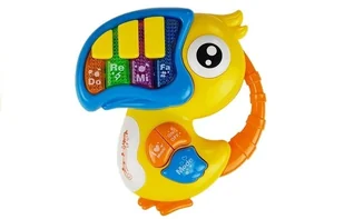 Import LEANToys Pianinko Organki Do Re Mi Papuga Żółte 4065 - Instrumenty muzyczne dla dzieci - miniaturka - grafika 2