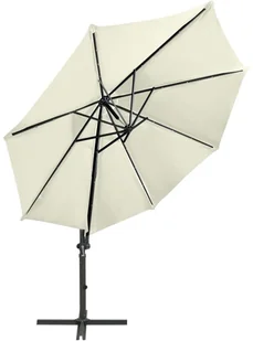vidaXL Parasol wiszący z lampkami LED i słupkiem, piaskowy, 300 cm 312328 - Parasole ogrodowe - miniaturka - grafika 4