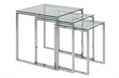 Ławy i stoliki kawowe - Actona Stolik kawowy Katrine zestaw trzech szkło, srebrny 51092 - miniaturka - grafika 1