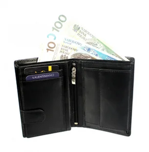 VALENTINIANO Portfel Męski  (PL) Skóra Cielęca Duży Pionowy Z Zapinką Wewnątrz Jedno Skrzydełko Pionowy Suwak 7680056-9 - Portfele - miniaturka - grafika 4