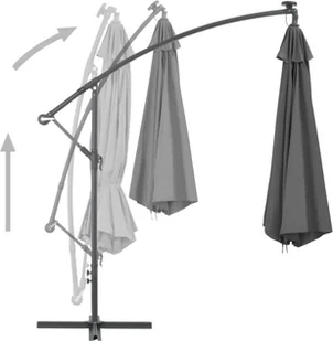 vidaXL Parasol wiszący ze słupkiem aluminiowym, 350 cm, antracytowy - Parasole ogrodowe - miniaturka - grafika 5