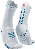 Skarpetki sportowe męskie - Compressport Skarpetki do biegania wysokie ProRacing Socks V4 biało-niebieskie - miniaturka - grafika 1