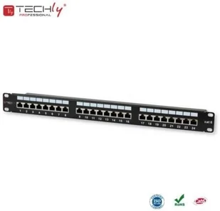Techly Techly Patch panel 19 1U STP 24 porty RJ45 Cat6 T568A/B z półką czarny 022878 - Panele krosownicze - miniaturka - grafika 2