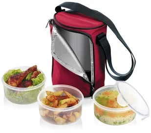 Tescoma Menażka FRESHBOX, z 3 pojemnikami 1,5 l, bordeaux 892211 - Pojemniki kuchenne - miniaturka - grafika 2