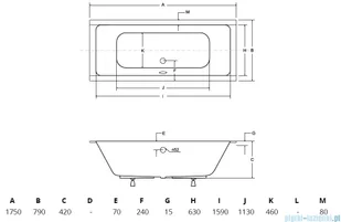 Besco Quadro Slim 175x80 WAQ-175-SL - Wanny - miniaturka - grafika 2
