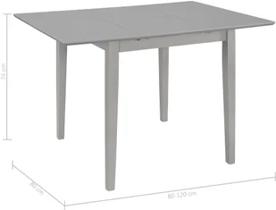 vidaXL Rozsuwany stół jadalniany, szary, (80-120) x 80 x 74 cm, MDF - Stoły - miniaturka - grafika 5