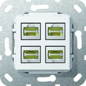 Wyłączniki światła i elektryczne - Gira 569903 MJ RJ45 Cat 6 A 10 GB 4-krotnie LSA Plus zastosowania, czysta biel - miniaturka - grafika 1