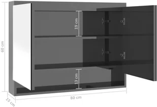 vidaXL vidaXL Szafka łazienkowa z lustrem 80x15x60 cm MDF szara 8720286391600 - Szafki łazienkowe - miniaturka - grafika 9