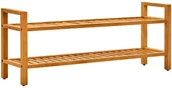 Szafki na buty - vidaXL Stojak na buty z 2 półkami, 100x27x40 cm, lite drewno dębowe - miniaturka - grafika 1