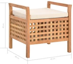 vidaXL Ławka ze schowkiem, 49x48x49 cm, lite drewno orzechowe vidaXL - Ławki do przedpokoju - miniaturka - grafika 9