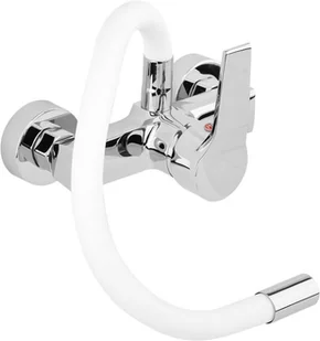 FALA BATERIA ZLEWOZMYWAKOWA ŚCIENNA Z ELASTYCZNĄ WYLEWKĄ FLEXIBLE WHITE 75671 - Baterie kuchenne - miniaturka - grafika 3