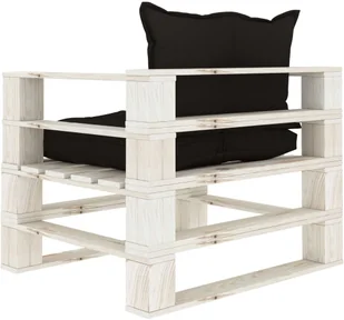 vidaXL Ogrodowe siedzisko z palet z czarnymi poduszkami, drewniane - Ławki ogrodowe - miniaturka - grafika 4