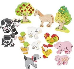 Goki Drewniane figurki z farmy do układania 53034 - Układanki dla dzieci - miniaturka - grafika 2