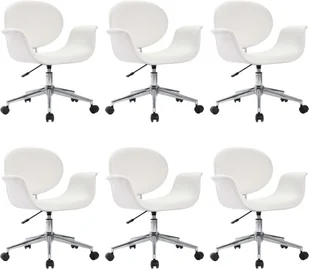vidaXL Obrotowe krzesła stołowe, 6 szt., białe, sztuczna skóra 3054859 - Krzesła - miniaturka - grafika 2