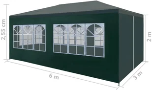 vidaXL Namiot imprezowy, 3 x 6 m, zielony - Pawilony ogrodowe - miniaturka - grafika 10