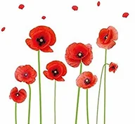 Zabawki kreatywne - N\A Naklejki na maki usuwalna roślina makowa naklejki ścienne naklejki używane do salonu tło telewizora sypialnia przedszkole do dekoracji domu RIV001 - miniaturka - grafika 1