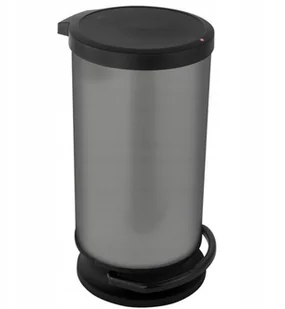 Rotho kosz na śmieci Paso okrągły, bezwonny kosz na odpady z tworzywa sztucznego o wyglądzie stali szlachetnej (PP), carbon metalik, 30 l ROTHO_1010110273 - Kosze na śmieci - miniaturka - grafika 2