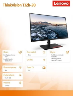 Lenovo 31.5 ThinkVision T32h-20 WLED LCD 61F1GAT2EU 61F1GAT2EU - Monitory - miniaturka - grafika 2