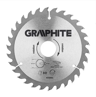 Graphite tarcza do drewna 160mm 30 zębów widia 57H660 - Tarcze do pił - miniaturka - grafika 2