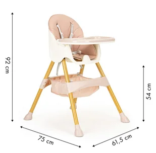 Ecotoys Fotelik krzesełko do karmienia dzieci wysokie 2w1 1752 - Krzesełka do karmienia - miniaturka - grafika 5