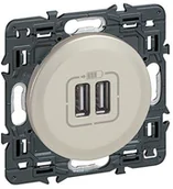 Inne - Legrand leg99786 gniazdko elektryczne z portem USB, z listwy ozdobnej, 2 gniazda, Tytan - miniaturka - grafika 1