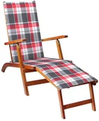 Leżaki ogrodowe - vidaXL Leżak tarasowy z podnóżkiem i poduszką, lite drewno akacjowe 3064027 - miniaturka - grafika 1