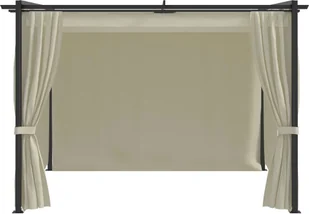 vidaXL Altana ogrodowa z zasłonami, 3 x 3 m, kremowa, stal - Altany ogrodowe - miniaturka - grafika 4