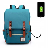 Torby na laptopy - Modny plecak Oxford na laptopa 15 turkusowy z Usb - miniaturka - grafika 1