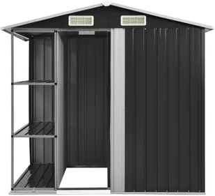 vidaXL Szopa ogrodowa z regałem, antracytowa, 205x130x183 cm, żelazna - Altany ogrodowe - miniaturka - grafika 4