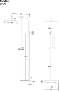 Corsan Kolumna prysznicowa LUGO chromowana z baterią mieszaczową CMN025 - Panele prysznicowe - miniaturka - grafika 4