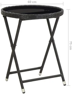 vidaXL Stolik herbaciany, czarny, 60 cm, szkło hartowane - Stoły ogrodowe - miniaturka - grafika 7