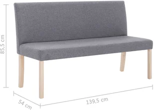 vidaXL Ławka, 139,5 cm, jasnoszara, poliester vidaXL - Ławki do przedpokoju - miniaturka - grafika 9