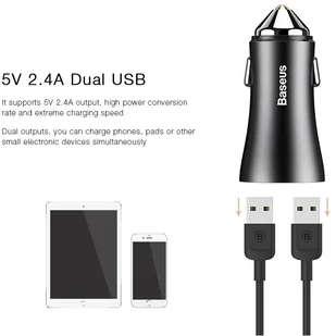 Baseus BASEUS Ładowarka Samochodowa 2x USB QC 3.0 4.8A BS-GC - Ładowarki samochodowe - miniaturka - grafika 6