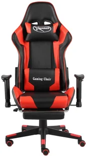 vidaXL Obrotowy fotel gamingowy z podnóżkiem, czerwony, PVC 20497 - Fotele gamingowe - miniaturka - grafika 2