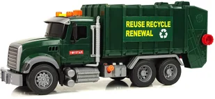 Import LEANToys Samochód Śmieciarka Kosze Ciemnozielona Dźwięki Światła LT-9525-0 - Samochody i pojazdy dla dzieci - miniaturka - grafika 2