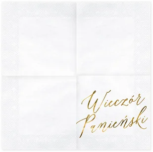 Party Deco Serwetki białe ze złotym napisem Wieczór Panieński - 33 cm - 20 szt. SP33-91-019ME - Wieczór panieński i kawalerski Party Deco Serwetki białe ze złotym napisem Wieczór Panieński - 33 cm - 20 szt. SP33-91-019ME - Wieczór panieński i kawalerski - miniaturka - grafika 3