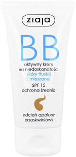 Ziaja BB Krem na niedoskonałości skóry tłustej i mieszanej SPF15 odcień opalony brzoskwiniowy 50 ml 7055271 - Kremy do twarzy - miniaturka - grafika 2