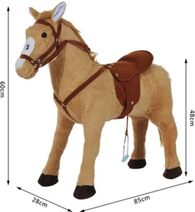 Homcom KONIK STOJĄCY PLUSZOWY JAZDA NA KONIKU beżowy - Zabawki na biegunach - miniaturka - grafika 2