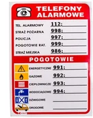 Tablice BHP - ANRO Tabliczka ostrzegawcza Telefony alarmowe 210x150 93/210X150/F - miniaturka - grafika 1