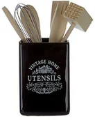 Pozostałe akcesoria kuchenne - Premier Housewares Premier housewares Vintage home kwadratowy pomocnicy uchwyt na przybory z kuchni, czarny 721924 - miniaturka - grafika 1
