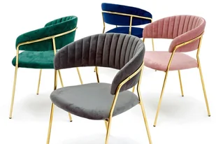 King Home Krzesło MARGO ciemny szary welur podstawa złota KH121100121.11 - Krzesła - miniaturka - grafika 13