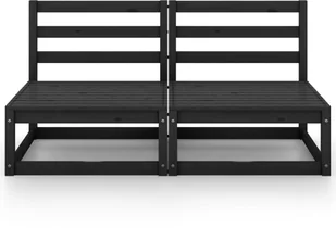 vidaXL 2-osobowa sofa ogrodowa, czarna, lite drewno sosnowe - Ławki ogrodowe - miniaturka - grafika 3
