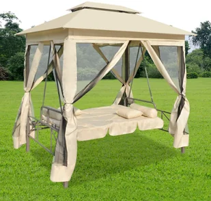 Elior Producent: Altanka ogrodowa Marja z hu$161tawk$162 ecru vidaxl_43239 - Huśtawki - miniaturka - grafika 2